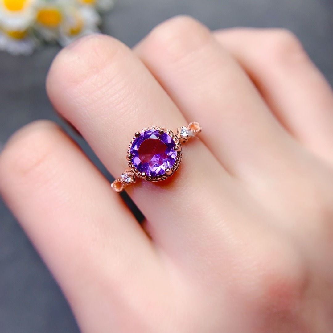 Dazzling Natural Amethyst Ring - Ethnic Wear Fashion Designer บทวิจารณ์และราคา