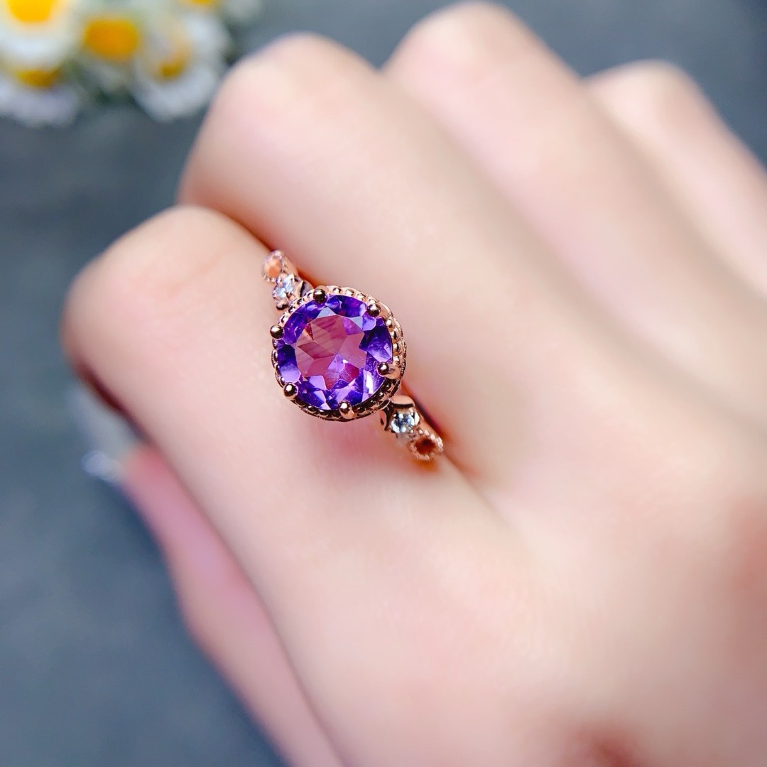 Dazzling Natural Amethyst Ring - Ethnic Wear Fashion Designer บทวิจารณ์และราคา