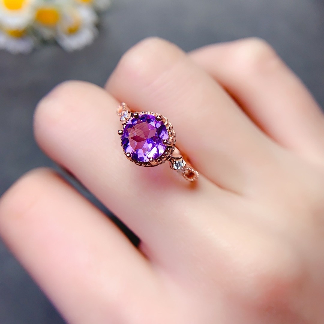 Dazzling Natural Amethyst Ring - Ethnic Wear Fashion Designer บทวิจารณ์และราคา