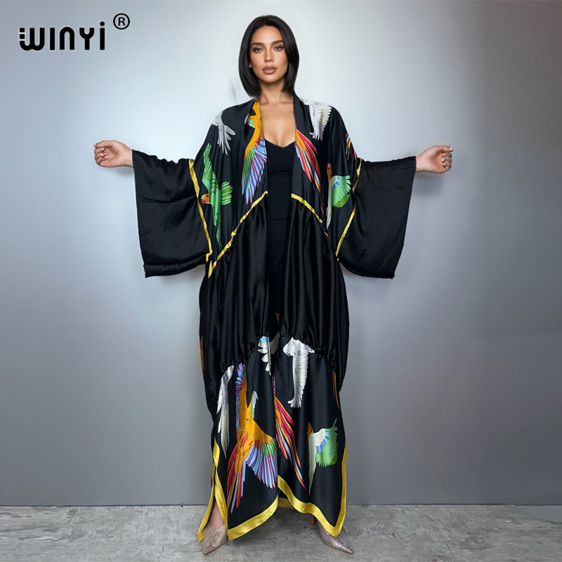 WINYI print boho kimono maxi b - Kaftan Women Boho บทวิจารณ์และราคา