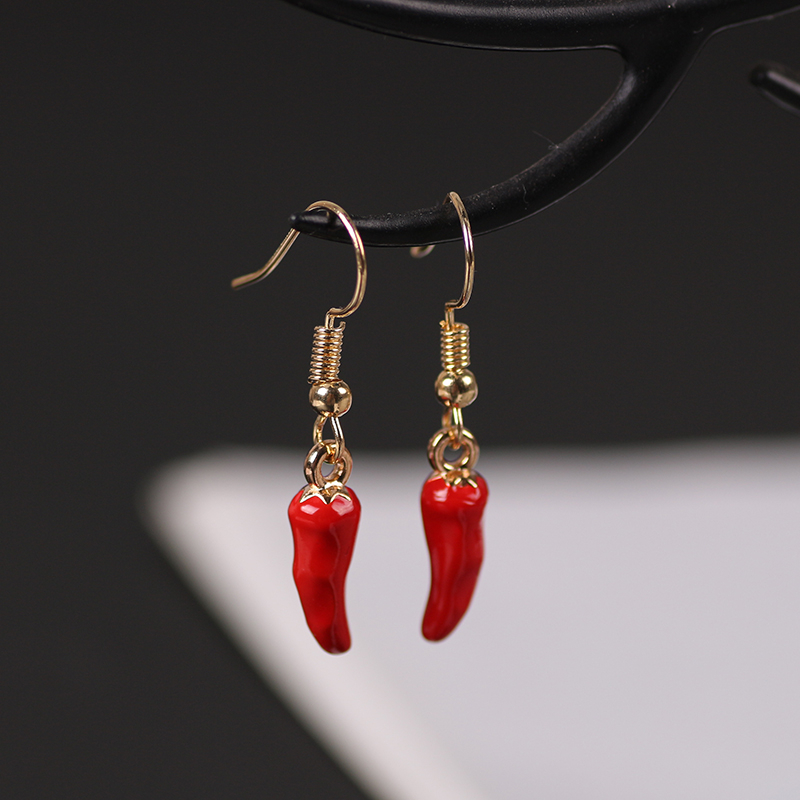 Cute Red Pepper Earrings Pendi - Ethnic Fashion Sale บทวิจารณ์และราคา