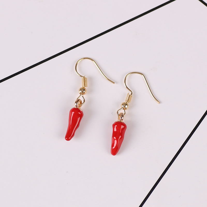 Cute Red Pepper Earrings Pendi - Ethnic Fashion Sale บทวิจารณ์และราคา