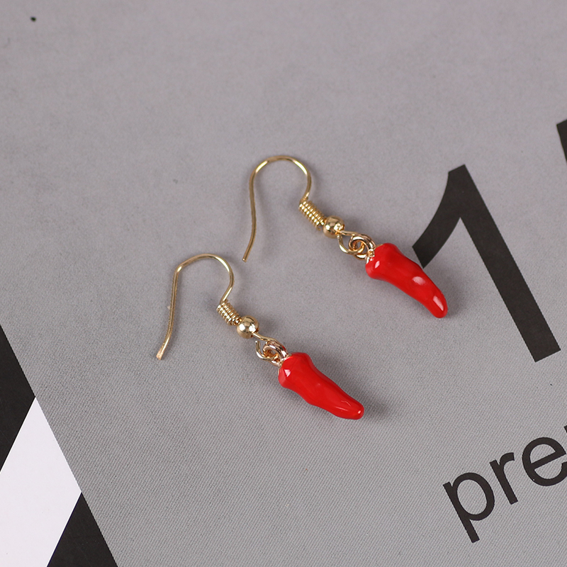 Cute Red Pepper Earrings Pendi - Ethnic Fashion Sale บทวิจารณ์และราคา