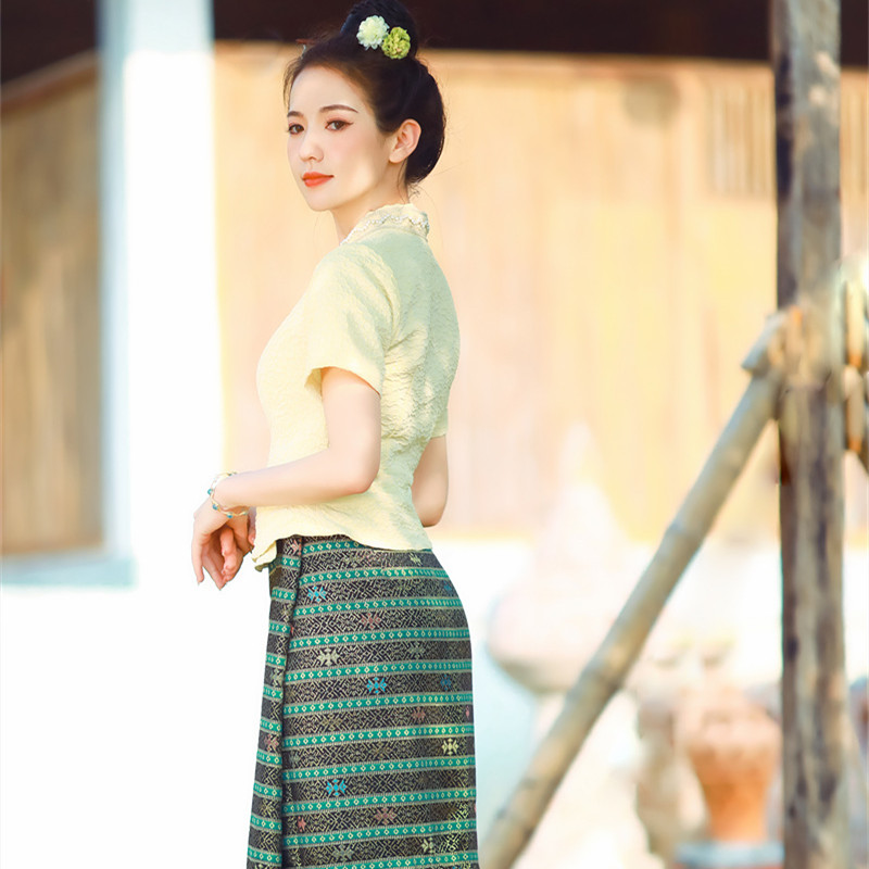 Light Yellow Thai Dai Clothing - Thai Silk Blouse บทวิจารณ์และราคา