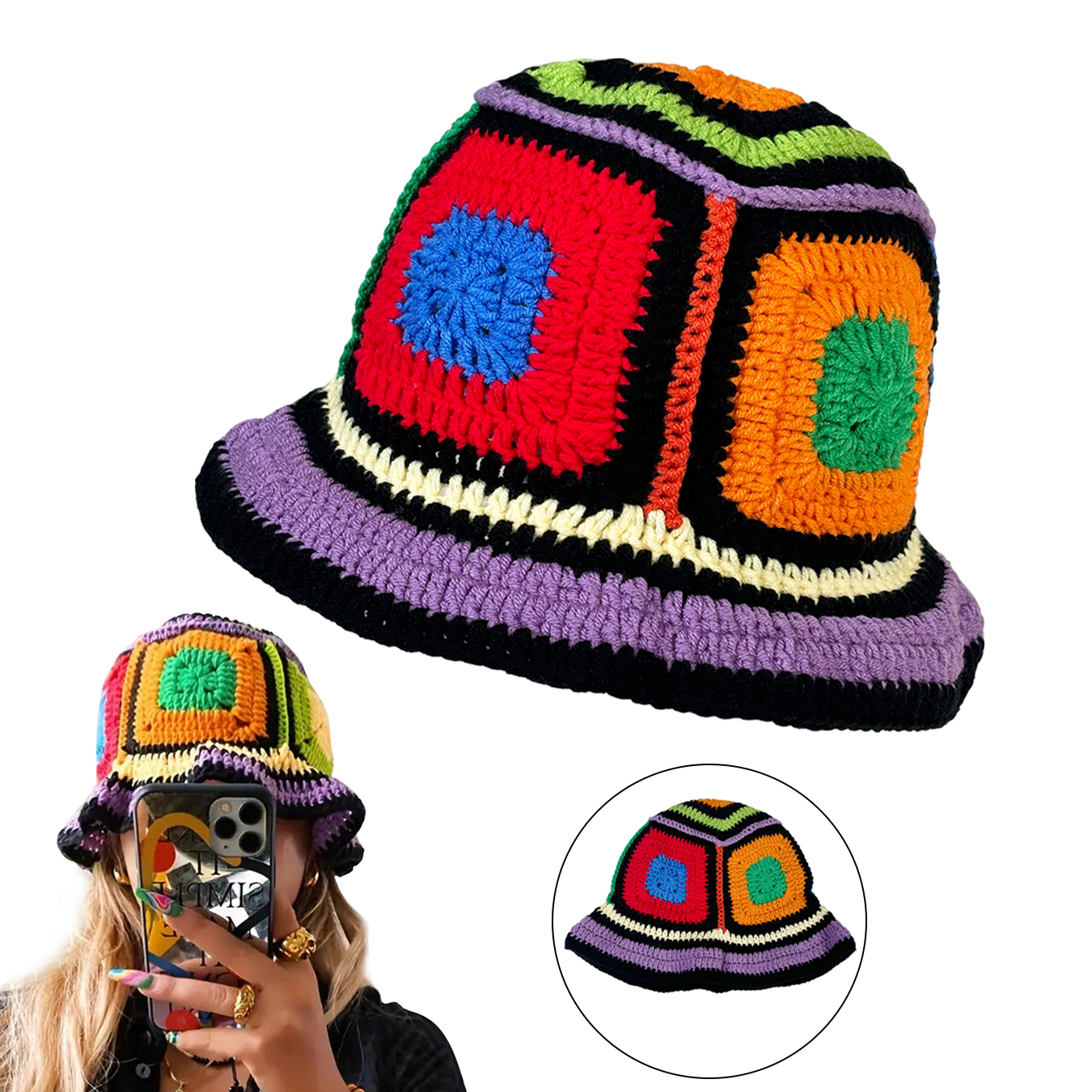 Purple-Edged Zuma Hat, Hand-Kn - Ethnic Wear Fashion Designer บทวิจารณ์และราคา