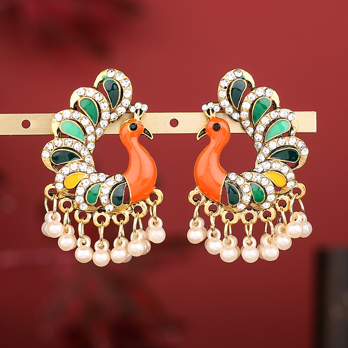 Cross-border earrings, peacock - Ethnic Fashion Sale บทวิจารณ์และราคา
