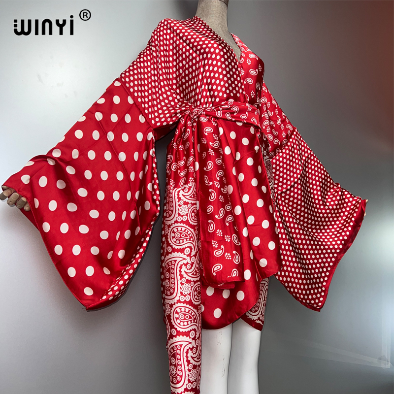 WINYI summer kimono fashion pr - Kaftan Women Boho บทวิจารณ์และราคา
