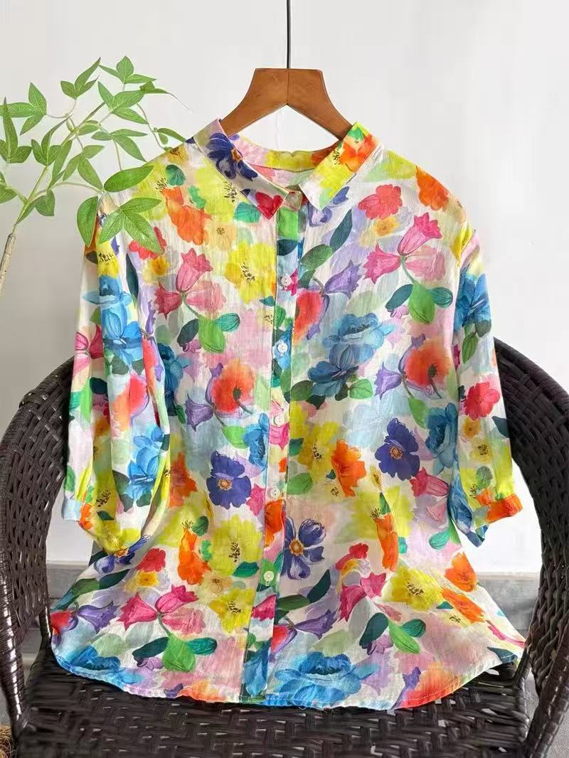 2026 Pure Ramie Print Shirt Wo - Thai Silk Blouse บทวิจารณ์และราคา