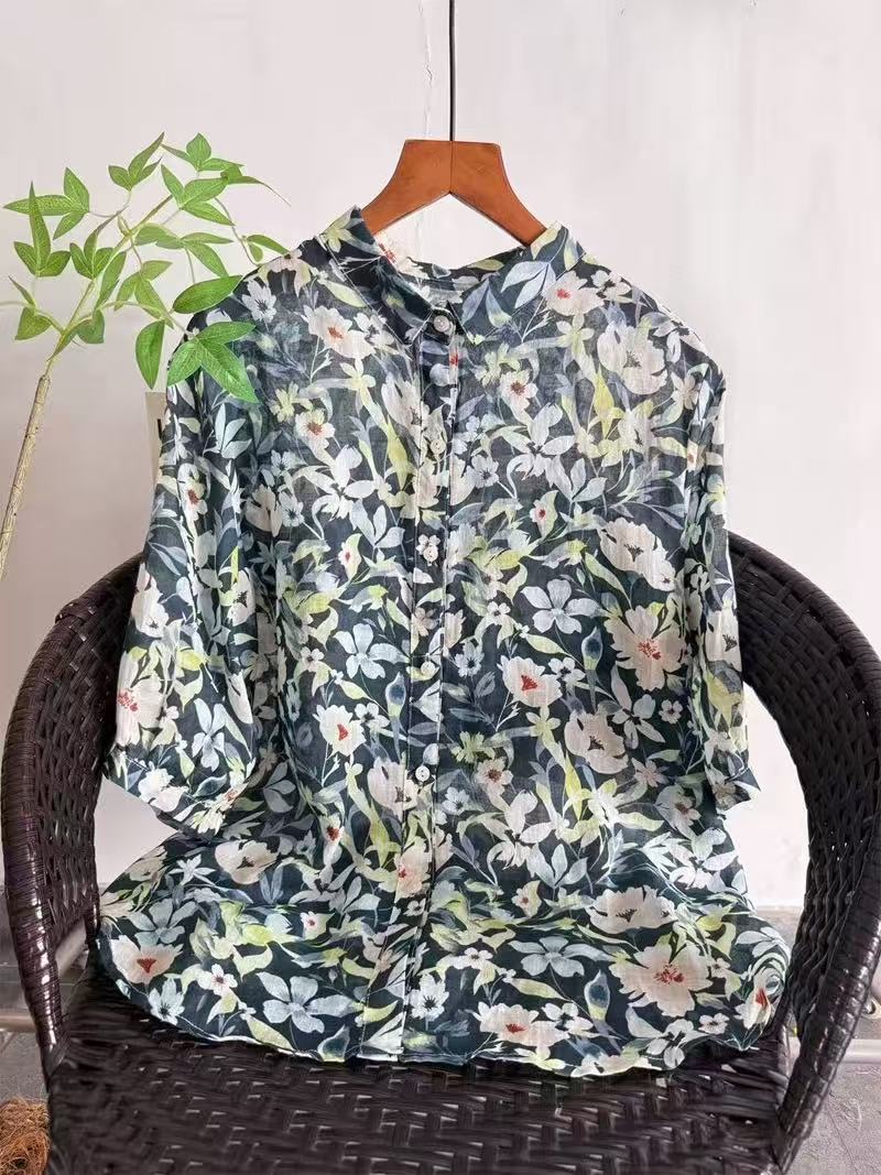 2026 Pure Ramie Print Shirt Wo - Thai Silk Blouse บทวิจารณ์และราคา