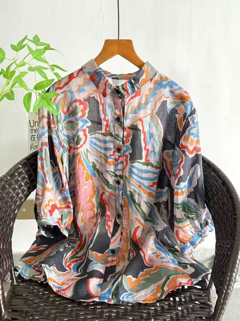 2026 Pure Ramie Print Shirt Wo - Thai Silk Blouse บทวิจารณ์และราคา