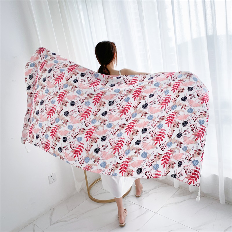 90x185cm Cotton Linen Print Su - Kaftan Women Boho บทวิจารณ์และราคา