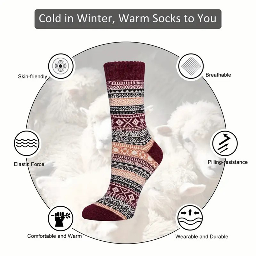 5 Pairs Autumn Winter Thick Wa - Winter Ethnic Fashion For Women บทวิจารณ์และราคา